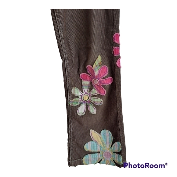 Mini Boden brown Patchwork corduroy flowers girls pants size 11-12Y - Picture 3 of 16